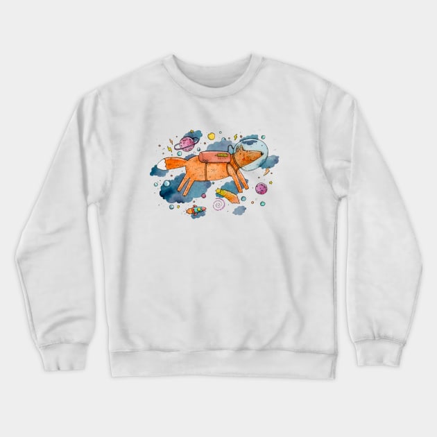 Space Fox Crewneck Sweatshirt by Tania Tania